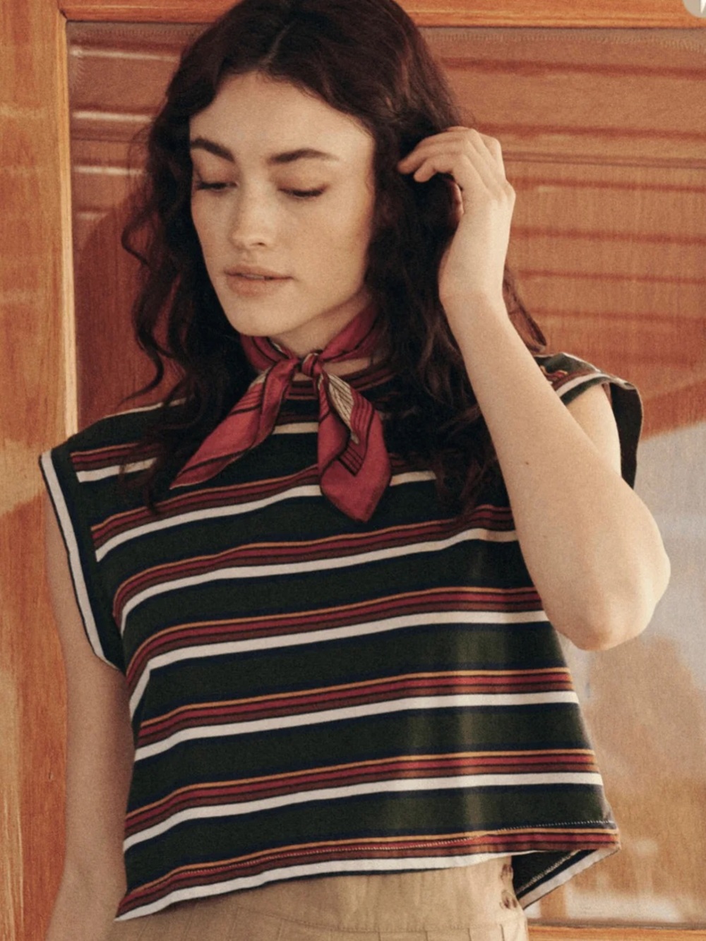 The Great. Square Tee Boardwalk Striped Boxy Fit Cropped Tank Top Shirt Size 1